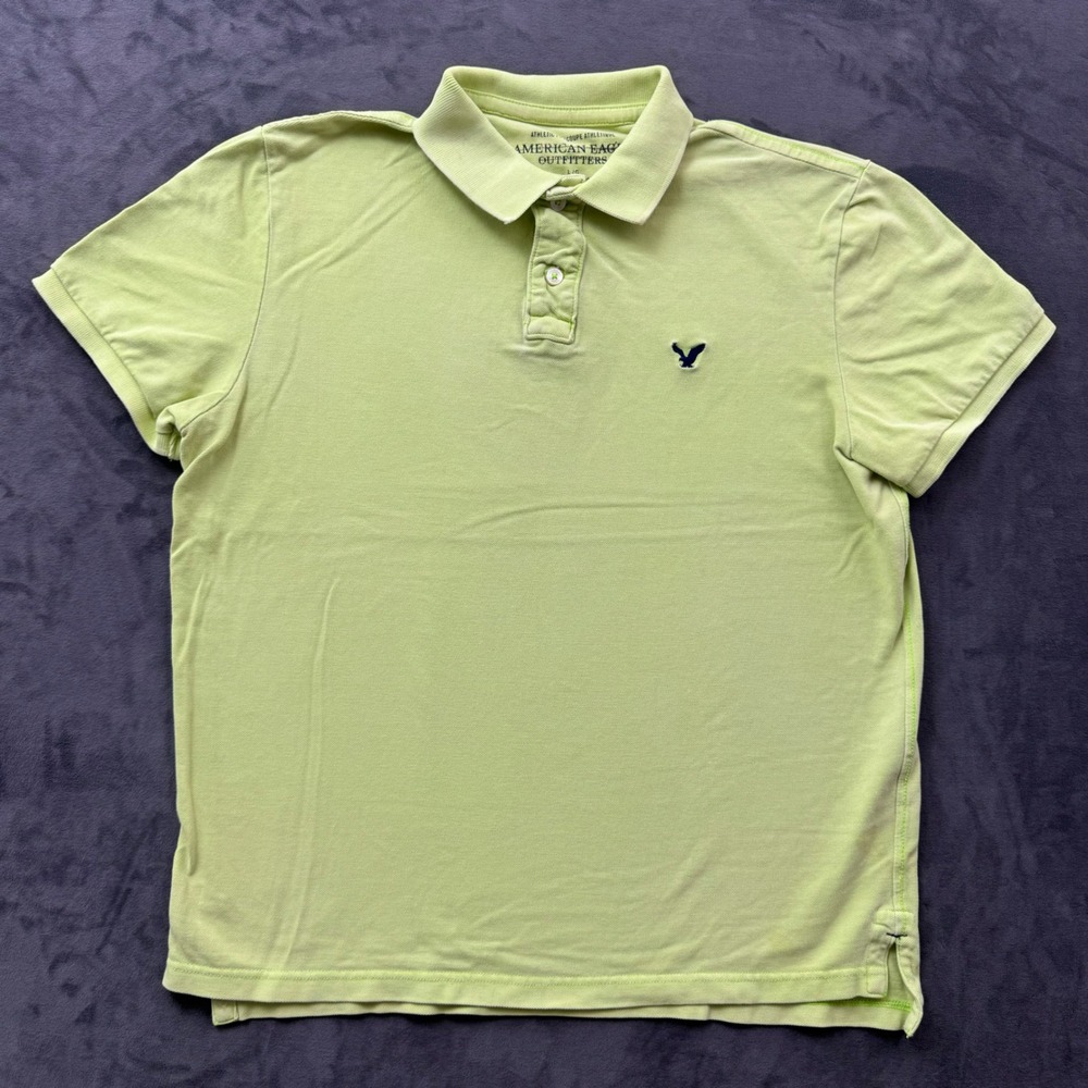 American Eagle Outfitters Mens Lime Green Athletic Fit Pique Polo Shirt Large